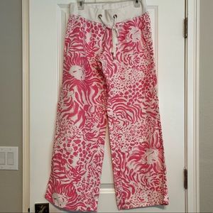 Lilly Pulitzer Lion Print Linen Beach Pants Size Medium